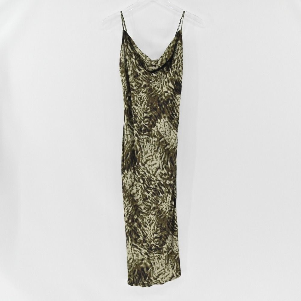 Good‎ American Jungle Slip Dress Womens Size M Midi Whimsical Cowl Neck Stretch - Picture 2 of 14